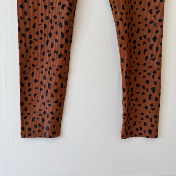 Beach Riot Ayla Legging M Brown Black Spot Leopard Print High Waist Stretch USA - Picture 4 of 7